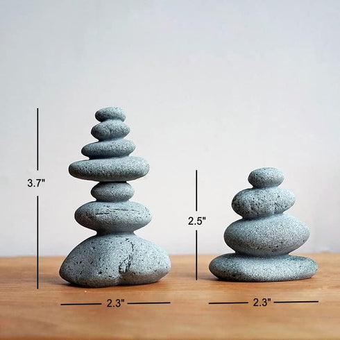 OwMell Balanced Stones Cairn Statue Garden Decor, Stacked Zen Rock Stone Decor, Small Fish Tank Decoration, Micro Landscape Decor 3.7"...