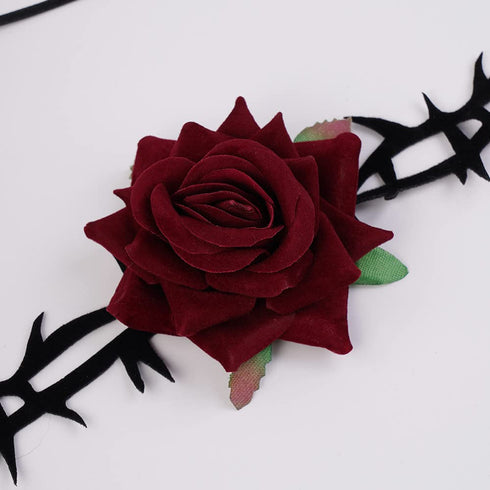 Gothic Red Rose Black Choker Necklace Retro Floral Flower Vampire Collar Necklace for Halloween Cosplay Party Prom, Black and Red, 6.5 grams, 1.0 ...