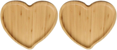 PRETYZOOM Heart Shaped Cutting Board 2pcs Valentines Day Wood Bamboo Serving Board Cheese Platter Tray Heart Charcuterie Bread Board for Appetizer...