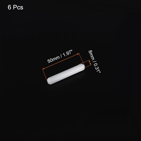 MECCANIXITY Magnetic Stirrer Mixer Stir Bar Rod 50mm(1.97") x8mm Cylinder Shape PTFE Coating Magnet White for Laboratory 6Pcs...