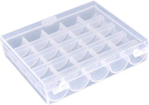 AKIRO 25 Slots Empty Bobbins Spools Box, Sewing Craft Plastic Case Storage Box for Sewing Machine 2 Pack...