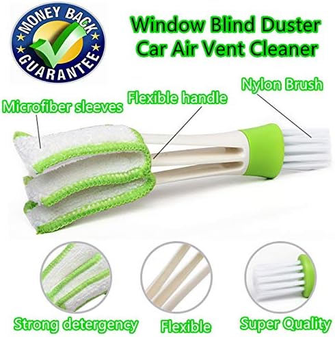 3PCS Cleaning Brush Window Blind Duster Car Air Vent Cleaner Automotive Air Conditioner Brush, Dust Collector Cleaning Cloth Tool for Keyboard Win...