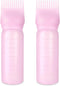 Root Comb Bottle Applicator 6 Ounce, 2 Pack Oil Applicator for Hair Dye Hairstyling Hair Oiling Applicator with Graduated Scale (Pink)...