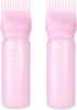 Root Comb Bottle Applicator 6 Ounce, 2 Pack Oil Applicator for Hair Dye Hairstyling Hair Oiling Applicator with Graduated Scale (Pink)...