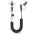 Coiled USB C Cable, 3FT, USB C and Lightning Cable 2 in 1 iPhone 15 Car Charger Cord, 60W Fast Charging Cable for iPhone 15/15 Pro/15 Pro Max, Sam...