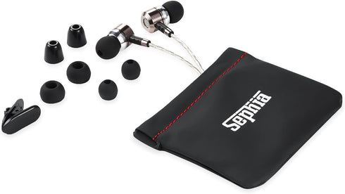 sephia Sp3060VC Earbuds Wired in Ear Headphones with Microphone Noise Isolating Ear Bud Tips Enhanced Bass Case 3.5mm Earphone Jack 3.9 Feet Long ...