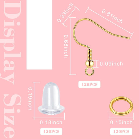 925 Sterling Silver Earring Hooks Hypoallergenic, 100Pcs Ear Wires Fish Hooks Earrings for DIY Jewelry Making with Jump Rings and Clear Rubber Ear...