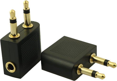 2PCS Gold Plated Dual 3.5mm Male Audio Headphone Jack Airplane Plug Male to Female Aviation Audio Adapter Gold Plated Aviation Headphone Adapter H...