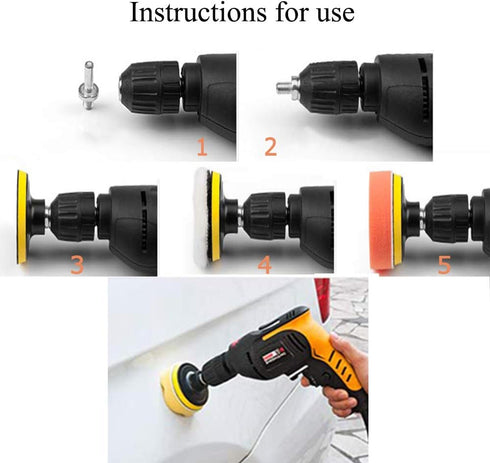 Yesallwas Car Foam Drill Polishing Pad Kit 8Pcs,4 Inch Buffing Pads Kits drill buffer attachment,thin sanding sponge for Drill Buffing,Car Sanding...