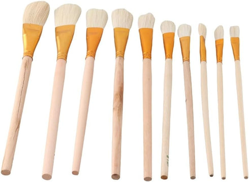 10Pcs/Set Pig Hair Wood Handle Artist Paint Brush Brush Watercolor Painting Art Supplies for Beginners and Professionals...