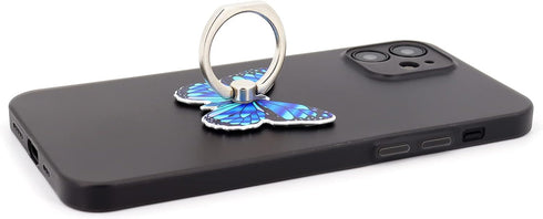 Butterfly Cell Phone Ring Holder Finger Ring Grip Stand 360° Rotation 180° Flip Universal Kickstand Compatible with All Smartphones (Blue)...