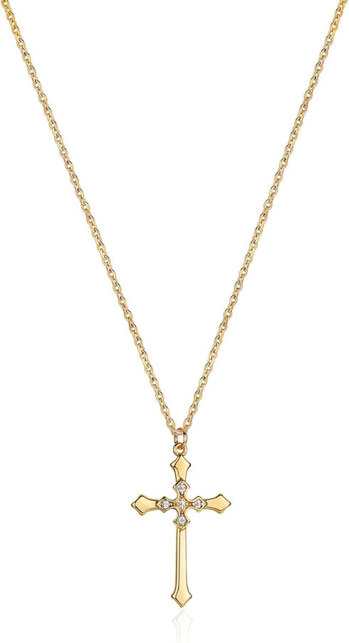 Fettero Cross Necklace for Women, 14K Gold Plated Chain Necklace Dainty Gold Cross Pendant Necklace Classic Necklaces for Gold Jewelry for Women...
