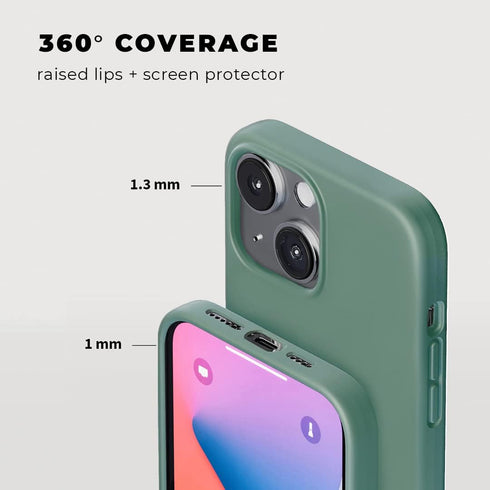 Compatible with iPhone Cover 13 Case Silicone with Screen Protector - Green...
