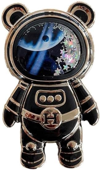 Black Cute Phone Stand Holder,Cell Phone Astronaut Hidden Kickstand for Desk,Astronaut Phone Holder,Adjustable Tablet Phone Ring Stand with 3D Mov...