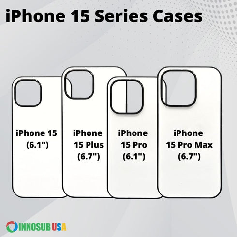 INNOSUB USA Sublimation Phone Cases Set of 5Pcs – Protective Case Compatible with iPhone 15 Plus Includes Aluminum Inserts – Soft Rubber Blank Bla...