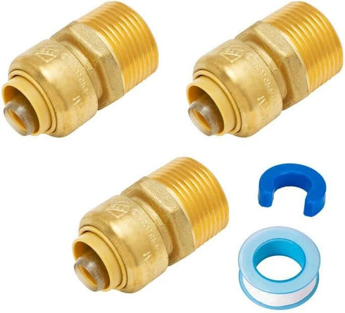 SUNGATOR 1/2 Inch x 3/4 Inch MNPT Adapter, No Lead Brass Push-to-Connect Plumbing Fittings to Connect PEX, Copper, CPVC, With A Disconnect Clip an...