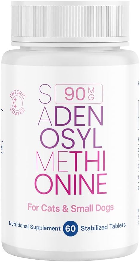 SAM-e Liver and Brain Health Supplement for Small Dogs and Cats - with S-aDENOSYLmethionine (Same), 60 Coated Tablets...