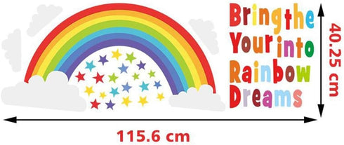 Bamsod Rainbow Wall Sticker Kids Wall Decal Art Girls Star Bedroom Nursery Home Decor 16.5x32.6 inch...