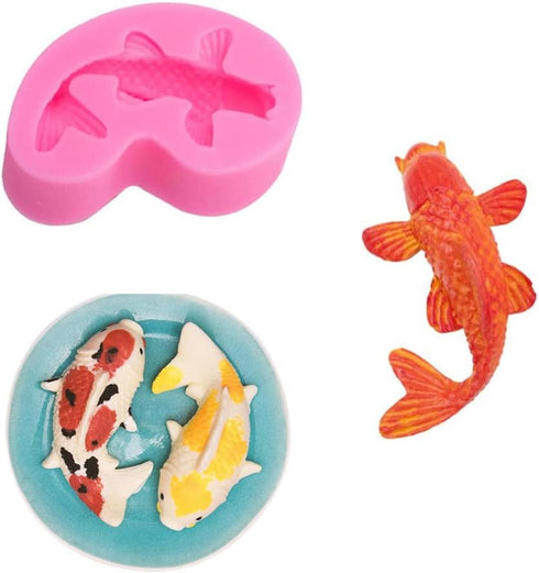 2 Pack Koi Fish Silicone Mold Fish Candy Fondant Mold, 3D Fish Shaped Chocolate Baking Mold Tool for Cake Cupcake Sugar Decorating (Pink)...