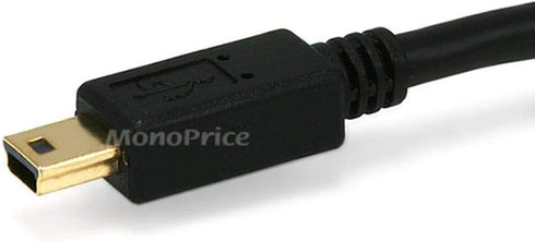 Monoprice 1.5-Feet USB 2.0 A Male to Mini-B 5pin Male 28/24AWG Cable with Ferrite Core (Gold Plated) (105446),Black......