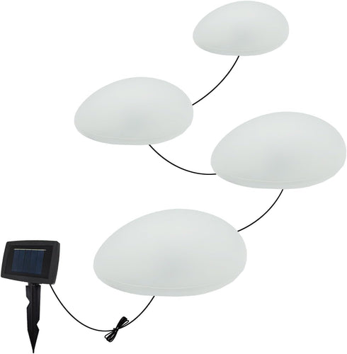 SUNNYPARK Solar Garden Lights Outdoor Set of 4 Plastic Pebble Shape Decorative Rock Lights Waterproof - Warm White...