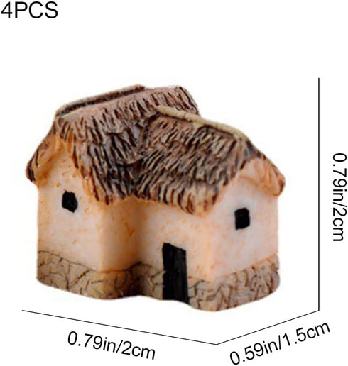 4 Pcs Micro Village Thumbnail House Thatched Huts Miniature Fairy Garden Stone Houses Miniature Gardening Landscapes Fairy Gardens Stone House for...