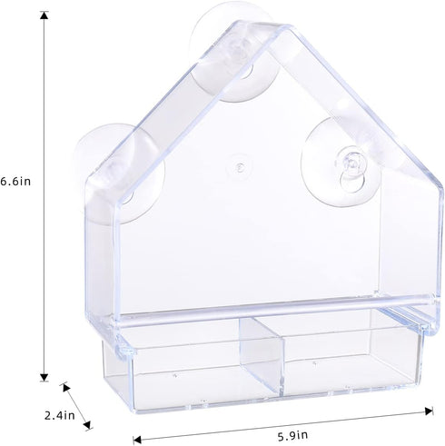 SUQ I OME Outside Wild Clear Window Mounted Bird Feeders with Strong Suction Cups, Acrylic Clear, Window Bird House Feeder for Cardinals, Blue Jay...