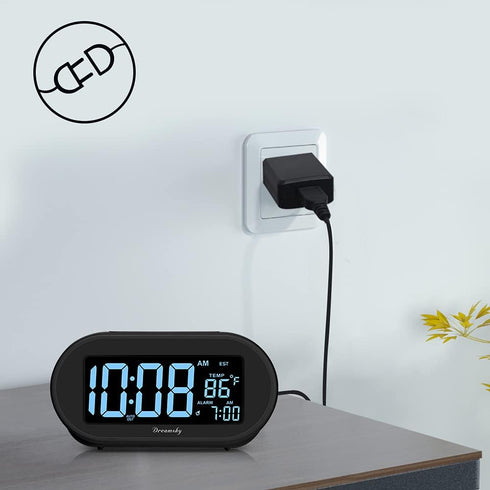 DreamSky Alarm Clocks for Bedrooms, Auto Set Digital Desk Clock for Bedside Nightstand, Electric Clock with Dimmable Brightness Dimmer, Auto DST, ...