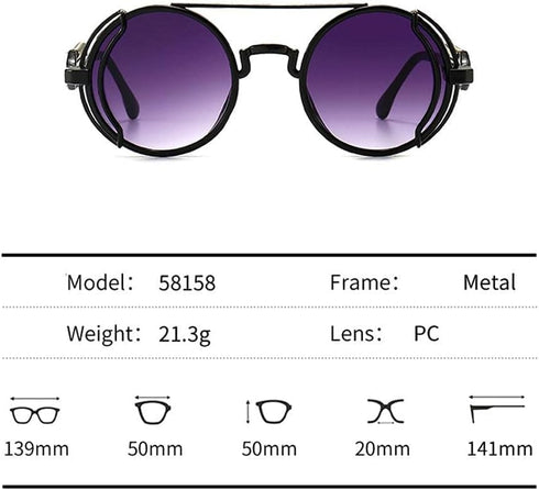 Red Retro Steampunk Sunglasses Vintage Style Sun Glasses Round Metal Frame Circle Glasses Street Shot Eyewear Unisex Cool Sun Glasses Gifts, Women...