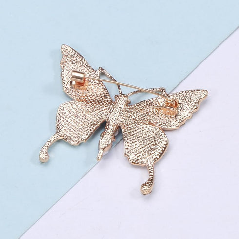 Pink Butterfly Brooches and Pins Crystal Butterfly Insect Safty Pin Dress Coat Suit Decor...