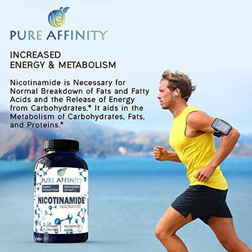 200 Count! B3 Nicotinamide 500 mg Effective Flush-Free Niacin. Energy Booster, Cell Regenerator, Supports Cognitive Decline, Anti-Aging and Helps ...