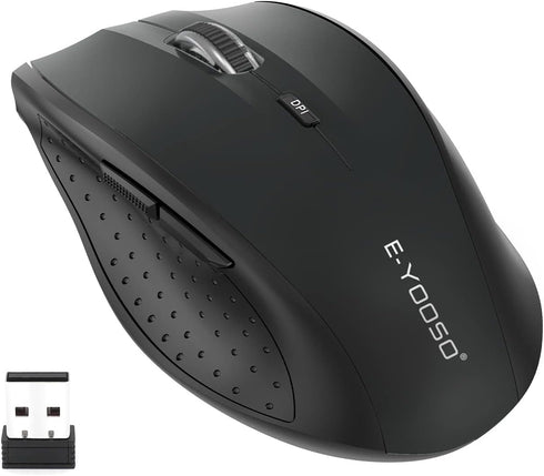 E-YOOSO Wireless Mouse, Computer Mouse 18 Months Battery Life Cordless Mouse, 5-Level 4800 DPI, 6 Button Ergo Wireless Mice, 2.4G Portable USB Wir...