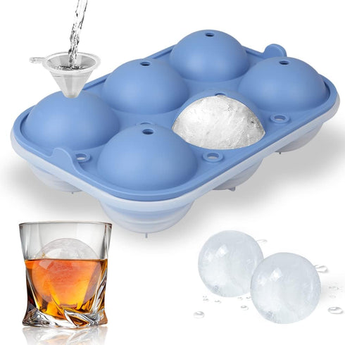 Ice Ball Maker, TINANA Reusable 2.5 Inch Ice Cube Trays, Easy Release Silicone Round Ice Sphere Tray with Lids & Funnel for Whiskey, Cocktails & B...