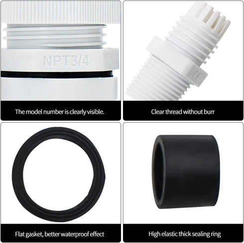 3/4"NPTWaterproof Cable Glands, Nylon PA66 Plastic,Adjustable Locknut for 13-18mm Cable Diameter(3/4"NPT,White,12pcs)...