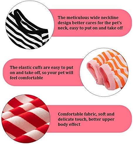 Geyoga 6 Pieces Dog Striped T-Shirt Dog Shirt Breathable Pet Apparel Colorful Puppy Sweatshirt Dog Clothes for Small to Medium Dogs Puppy (XL)...