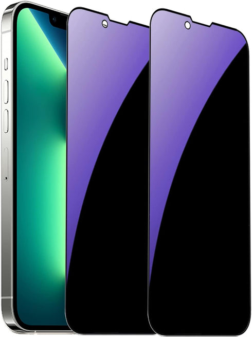 2 Pack Anti-Blue Privacy Tempered Glass Suit for iPhone 14 Plus/iPhone 13 Pro Max Anti-Spy Screen Protector Anti-Peeping Film 9H Hardness Anti-scr...