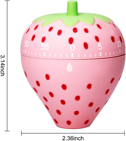 Cute Fruit Cookie Kitchen Timer | Novelty Manual Cooking Alarm | Fun Shaped Mechanical Strawberry Windup for Home Desktop Decor...