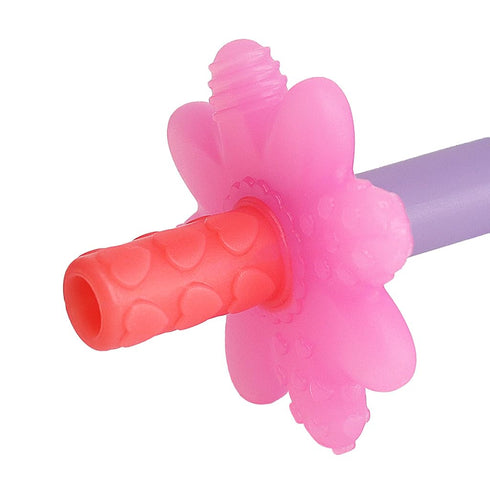 Itzy Ritzy Teensy Tube Teether; Textured Hollow Baby Teething Tube That Reaches Front Teeth & Back Molars, Made of Soft Silicone (Pink Rainbow)...