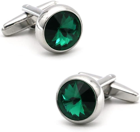 Men's Luxury Crystal Cufflinks Green Color Stone Quality Wedding Cuff Links with Gift Box...