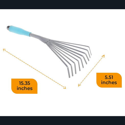 Mini Hand Fan Rake - Handheld Garden Fan Cultivator Tool - Small Hand Gardening Rake from Metal...