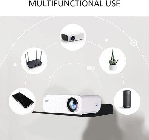 OLizee® Drill-Free Wall Mount Floating Display Shelf with Cable Hole Baby Monitor Projector Wall Shelf Video Camera Wall Holder WiFi Router Storag...