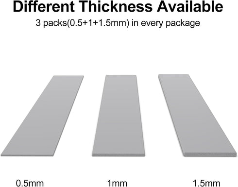 3 Pack 13W/m.k Thermal Pads, 70 x 20mm 0.5mm 1mm 1.5mm Highly Efficient Thermal Conductivity Silicone Cooling Pads for Laptop Heatsink CPU GPU SSD...