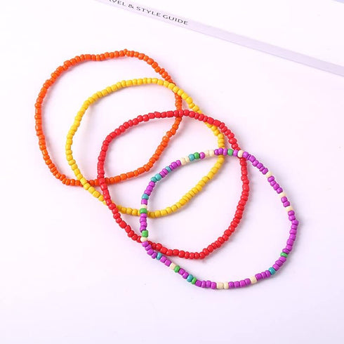 17pcs Bohemian Stackable Multilayer Elastic Bracelets - Handmade Seed Beaded Jewelry for Women & Girls...