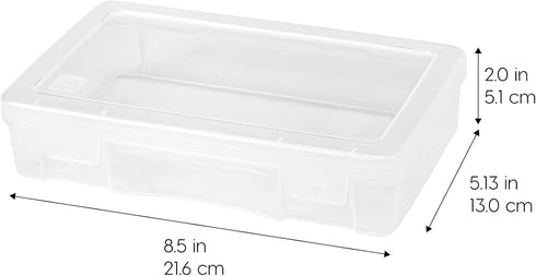 IRIS USA Pencil Case Plastic Pouch Box Storage Organizer for Beads, Pens, and Art Supplies, 10-Pack, Stackable Container with Snap Lid for Jewelry...