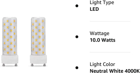 GU24 LED Light Bulb 4000K Neutral White High Brightness for Bathroom Ceiling Fan 13W 18W 23W T2 Spiral CFL Light Replacement, 120V 10W 2pcs(Not di...