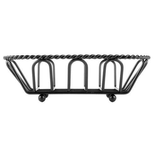 G.E.T. 4-33453 Black Oblong Braided Rim Metal Wire Basket Iron Powder Coated Wire Baskets Collection, Oval shape...