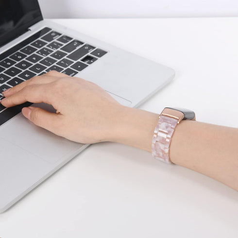 Wongeto Resin Bands Compatible for Fitbit Charge 6 /Charge 5 Band,Women Men Resin Replacement Wristband Strap Blacelet for Fitbit Charge 6 (Pink F...