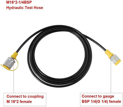 Hydraulic Pressure Test Hose 64Mpa Hydraulic Test Line Test Couling Hose for Excavator Construction Machinery Testing Coupling Point Thickness 1.5...