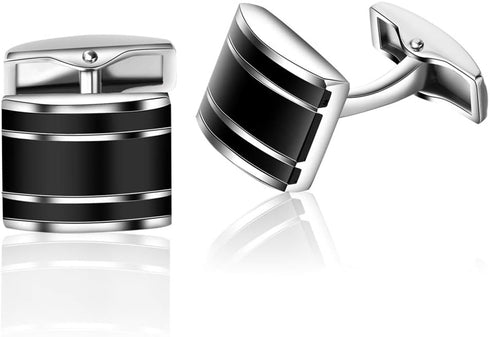 HONEY BEAR Rectangle Cufflinks for Mens Steel for Business Wedding Gift Black...