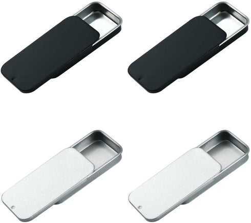 4 Pcs Empty Slide Top Metal Tin Containers Rectangular Tins Box Containers for Candies, Jewelry, Crafts, Pills, Lip Balm, Storage Kit...